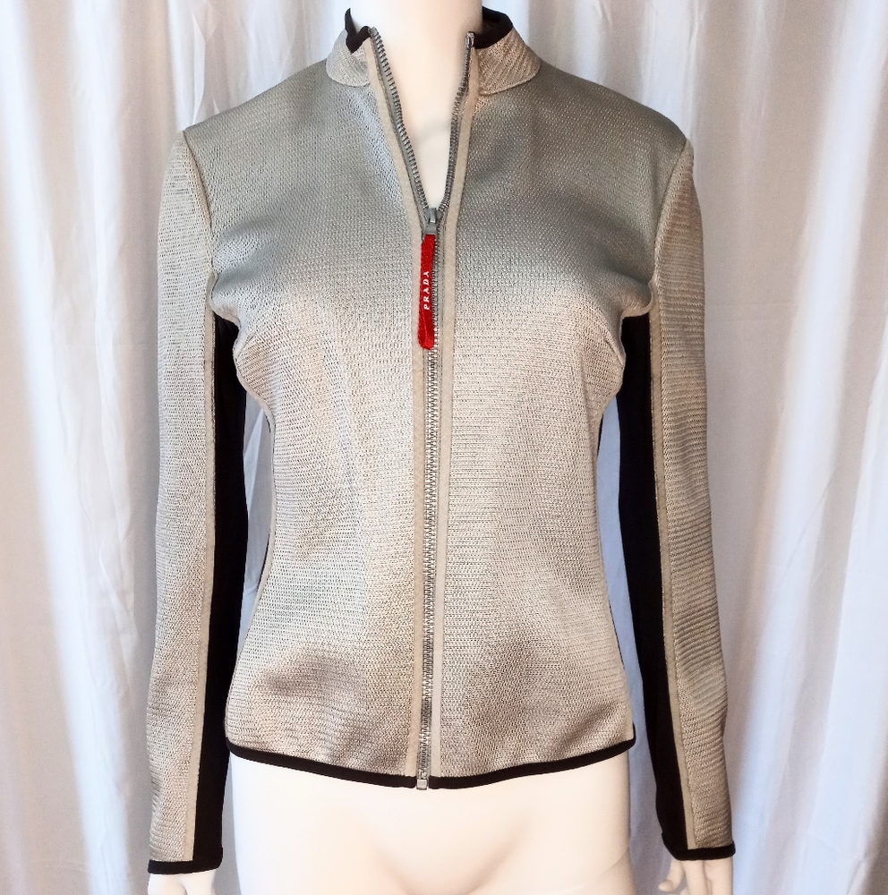 Gorgeous Vintage PRADA sport silver and black jacket